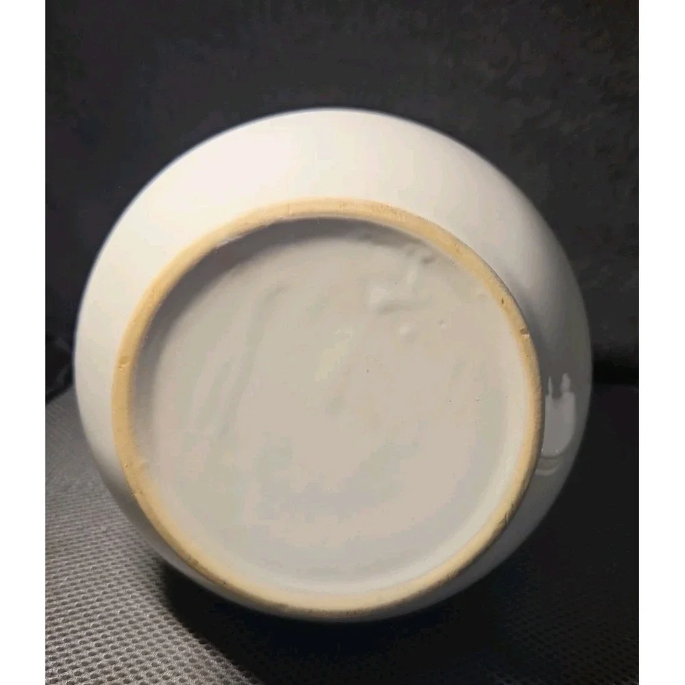Vntg Ceramic Lidded Canister White With Rose Design 10 In Tall